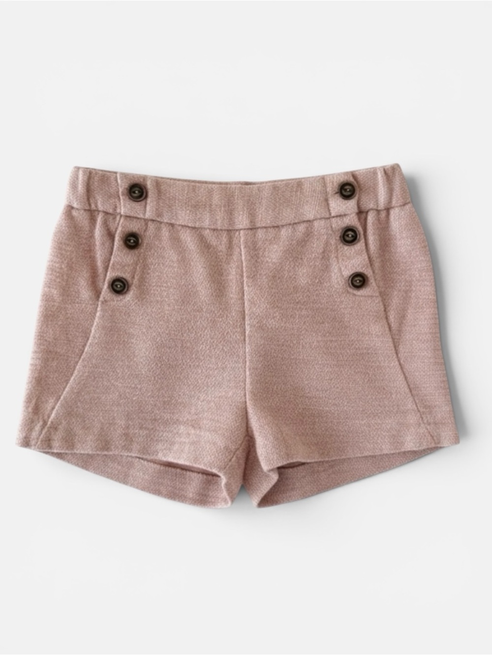 Zara Girls Pink Textured Sailor Button Bermuda Shorts Size 3-4Y Tailored